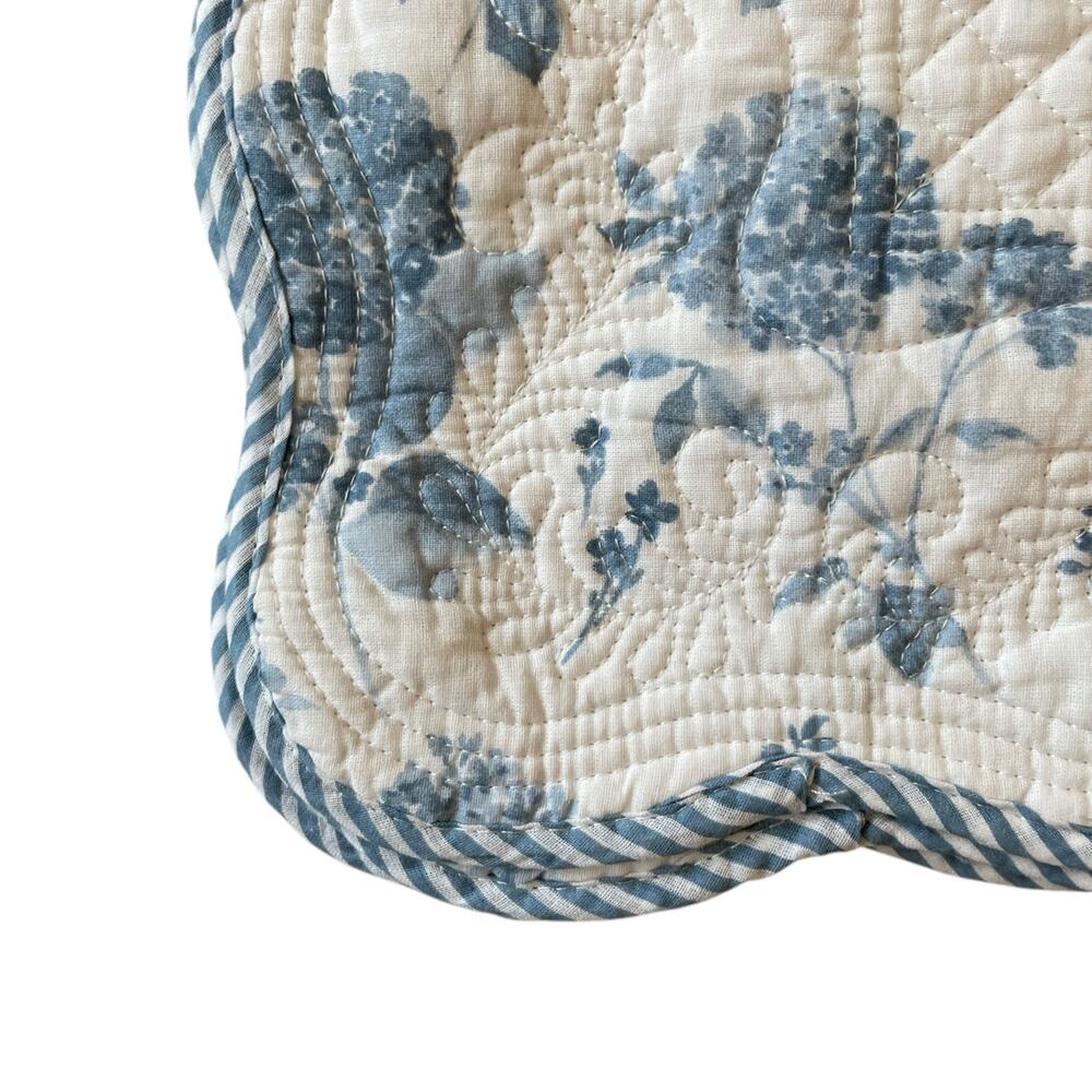 Shabby Chic Placemats Blue Hydrangea Reverse Stripes 13x19 Set of 4 Cotton NEW - Picture 15 of 15
